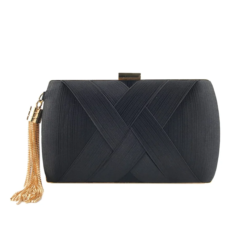 Evening Clutches Bag Satin Wedding Party Evening Bag Tassel Pendant