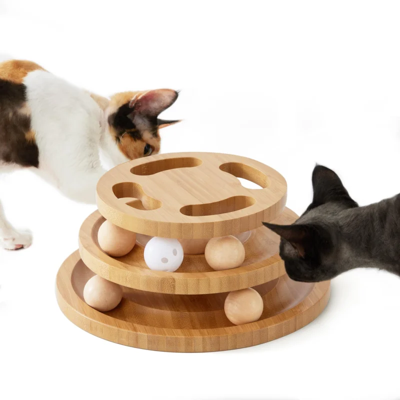 Cat Toy with Puzzle, Wooden Interactive Cat Toy