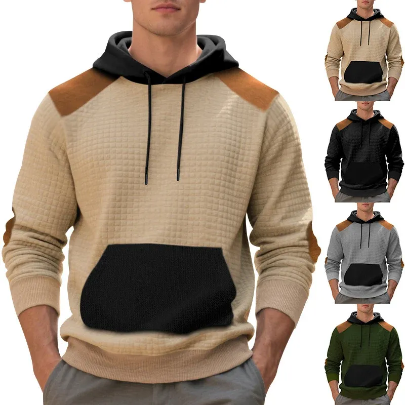 Herren Kapuzenpullover mit strukturiertem Design und Kontrastbesätzen – Cavarno